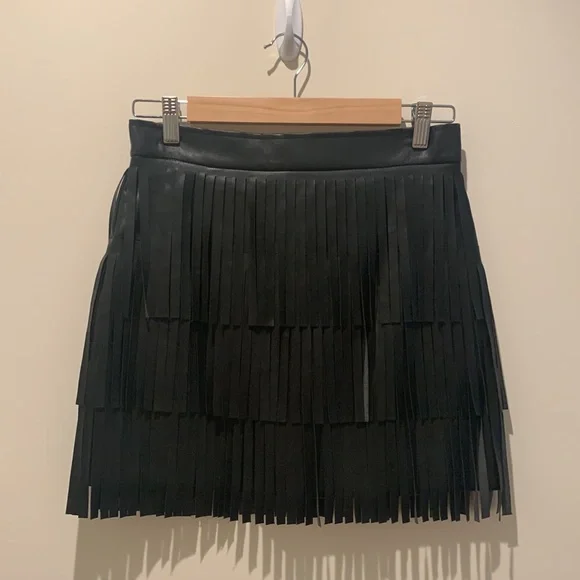 Fringe Black Mini Skirt - Picture 6 of 6
